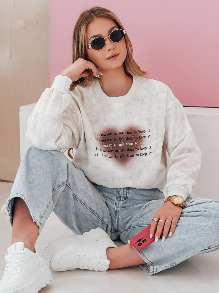 Bluza damska oversize tie-dye z sercem DESSER szara Dstreet