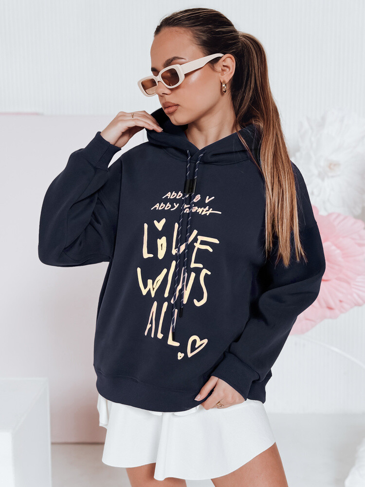 Bluza damska oversize z kapturem LOVEWILL granatowa Dstreet