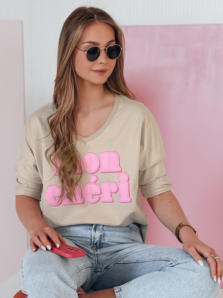 Bluzka damska oversize z nadrukiem CHERINO brązowa Dstreet