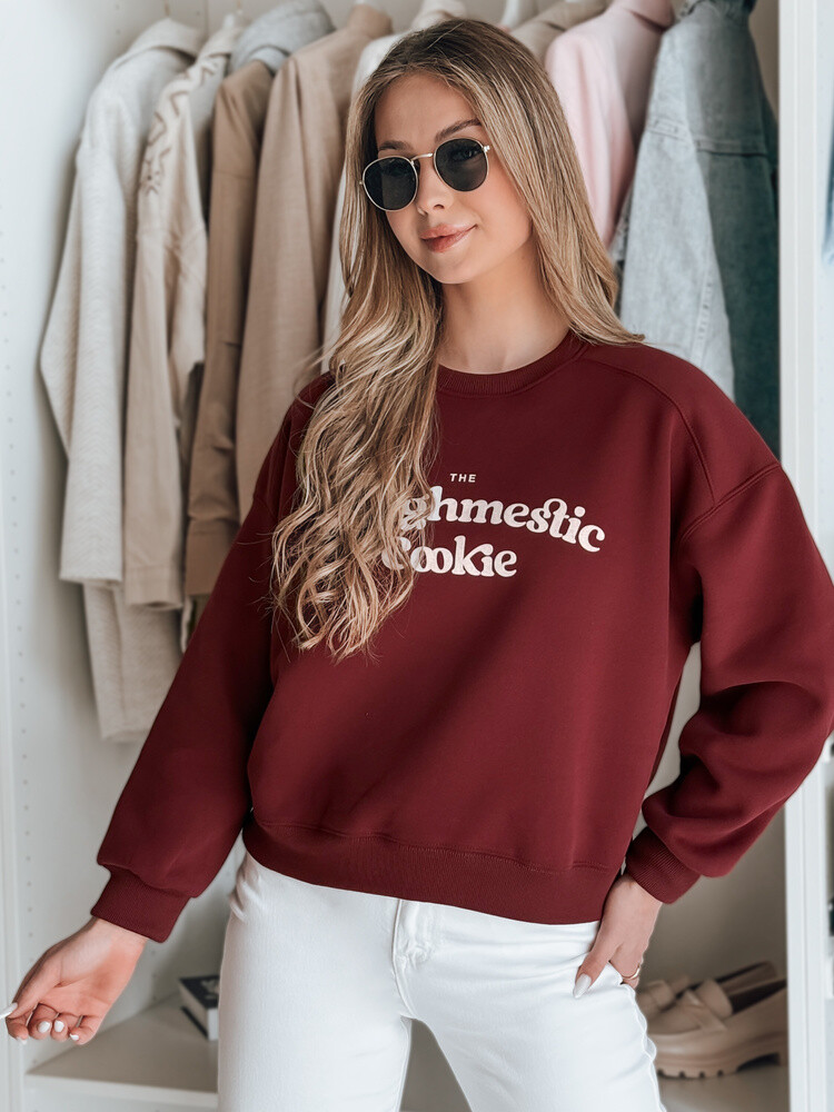 Bluza damska oversize z nadrukiem COOKIES bordowa Dstreet