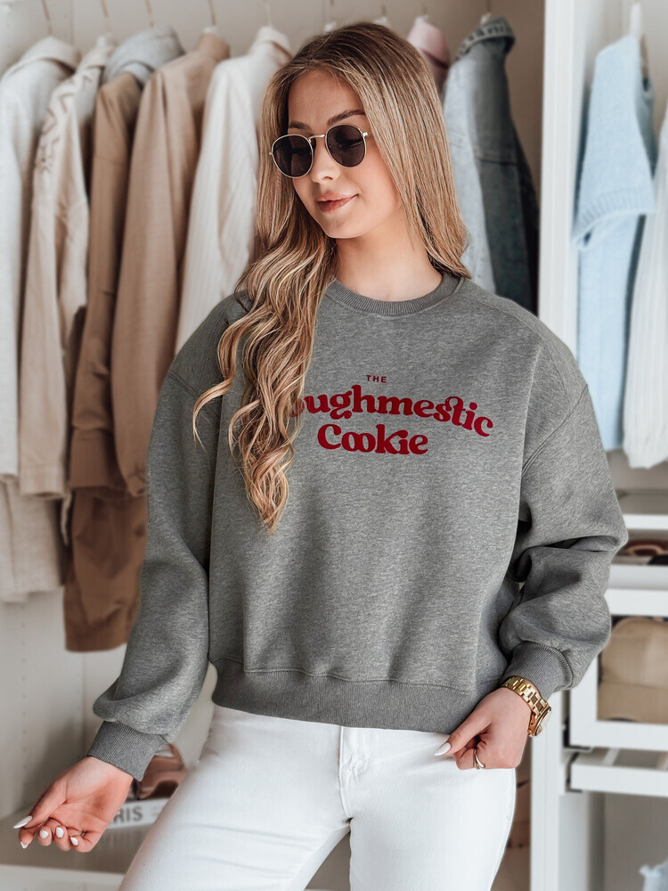 Bluza damska oversize z nadrukiem COOKIES ciemnoszara Dstreet