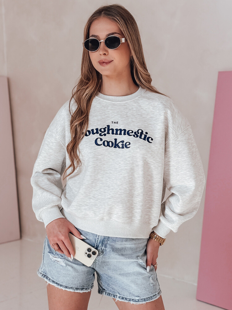 Bluza damska oversize z nadrukiem COOKIES jasnoszara Dstreet