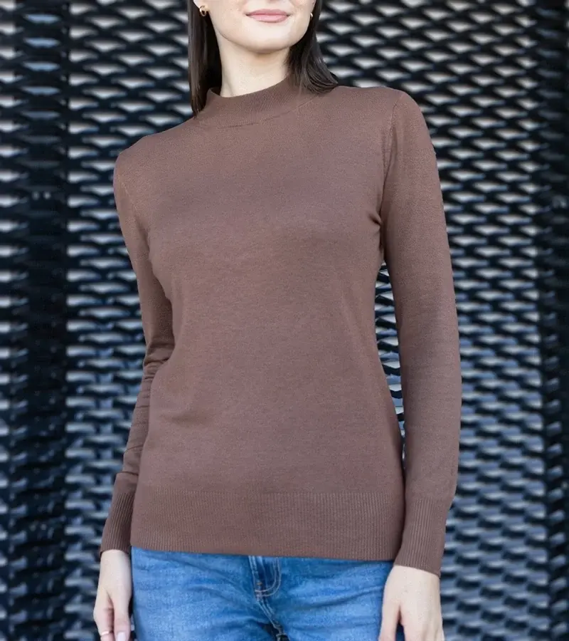 marka niezdefiniowana Brown classic loose-fit sweater Essana