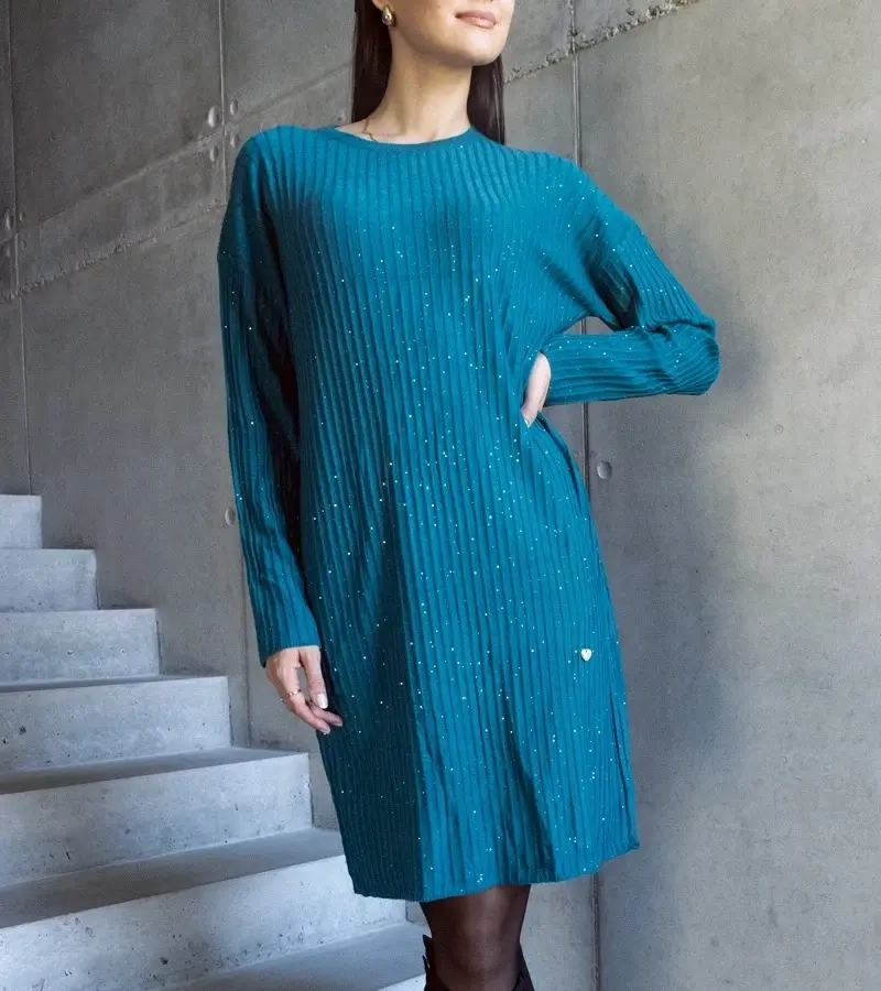 marka niezdefiniowana Green shimmering midi dress Kadyra