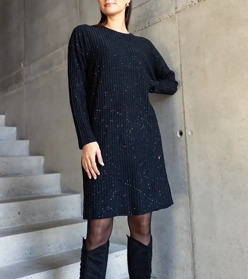 marka niezdefiniowana Black shimmering midi dress Kadyra