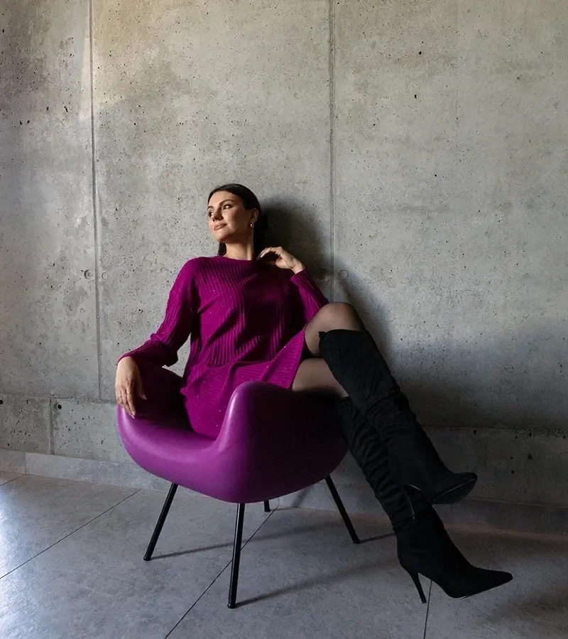 marka niezdefiniowana Dark pink shimmering midi dress Kadyra