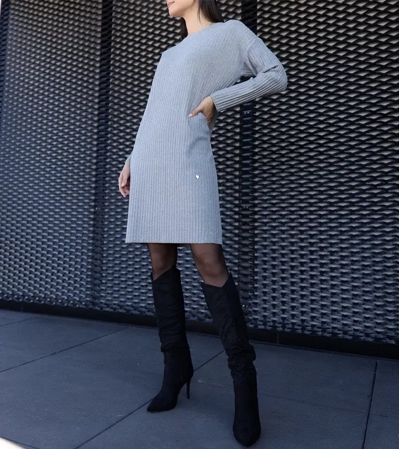 marka niezdefiniowana Gray shimmering midi dress Kadyra