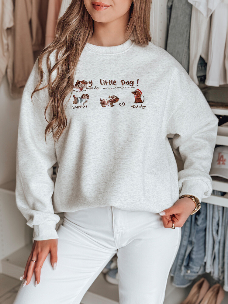 Bluza damska oversize z jamnikami JAMNIKOVE szara Dstreet