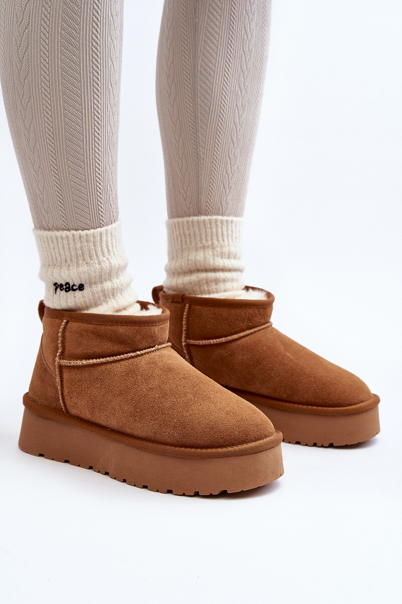 Boto Módní semišové nízké sněhule Camel Nucca