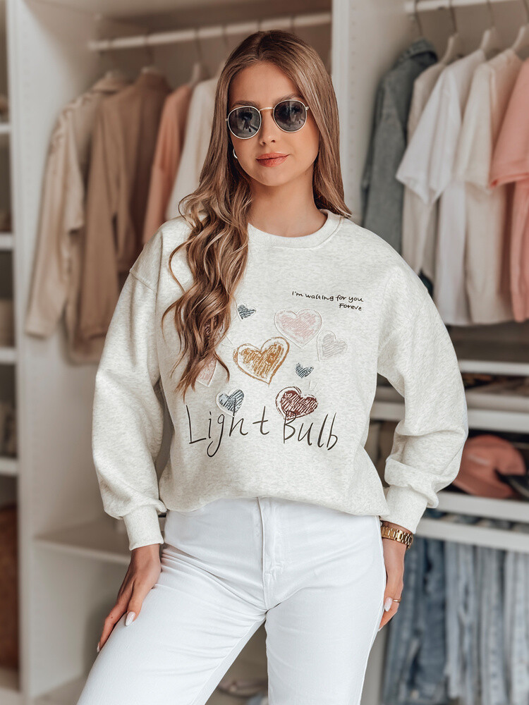 Bluza damska oversize z sercami PINKNOTE szara Dstreet