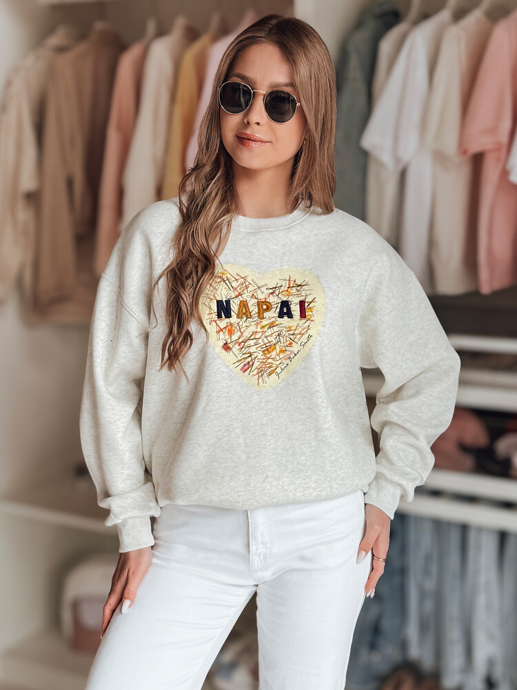 Bluza damska oversize z sercem SERDUCHOVA szara Dstreet