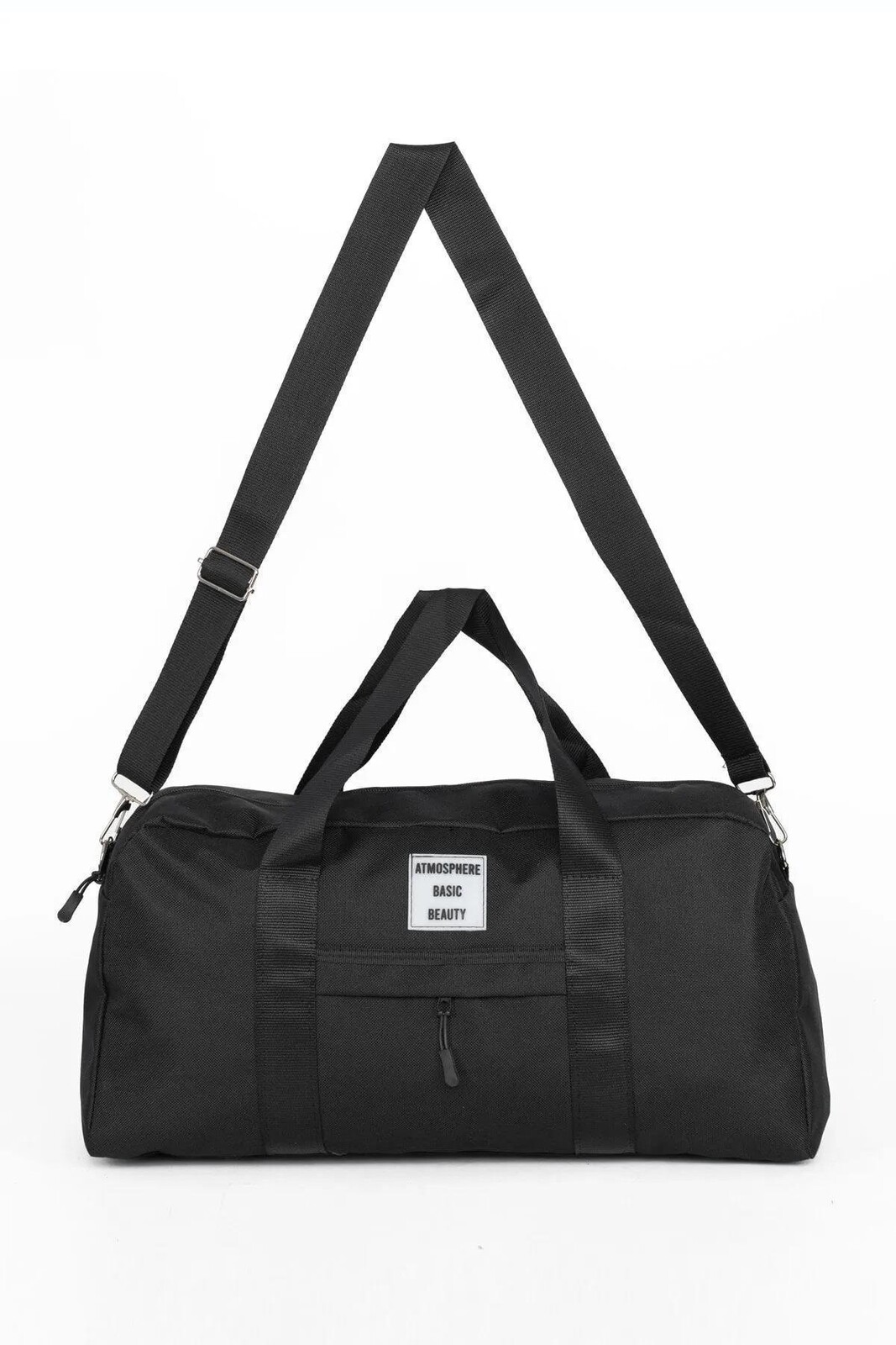 59458 Dewberry Unisex Front Pocket Long Strap Sports Bag-BLACK
