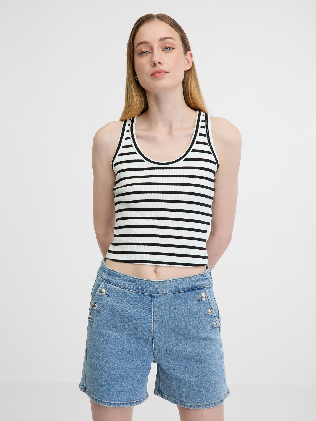 Bílo-černé dámské crop tílko ORSAY - Dámské