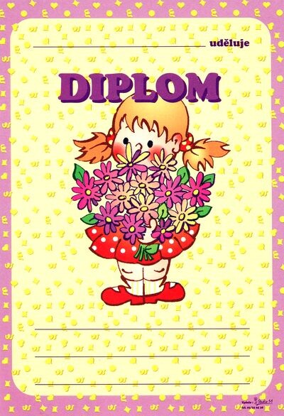 Diplom A5 - Dívka s kyticí