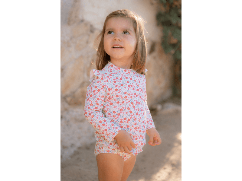 LITTLE DUTCH plavecké tričko dlouhý rukáv SUNNY FLOWERS Velikost: 3 měsíce / 61 cm