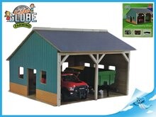 Kids Globe Garáž dřevěná farma pro 2 traktory 55x53x38cm 1:16