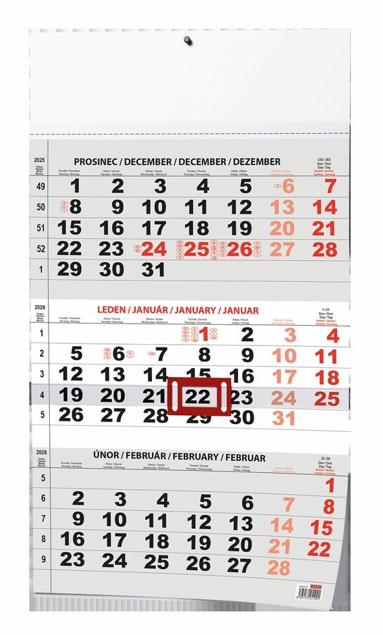 Tříměsíční kalendář 2026 - nástěnný kalendář