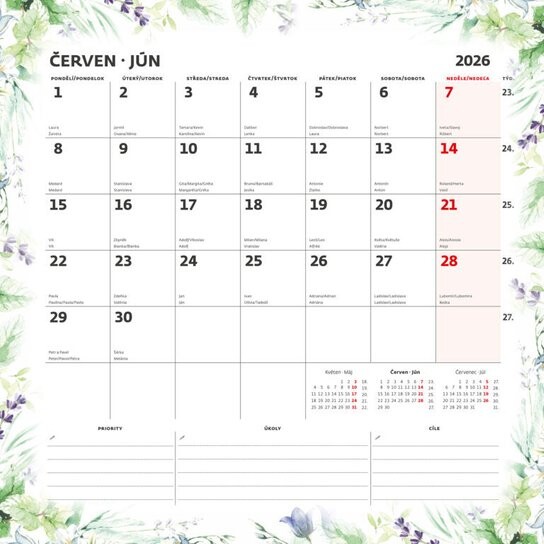 Plánovací kalendář 2026 - nástěnný kalendář
