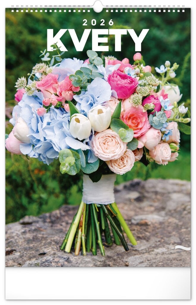 NOTIQUE Nástenný kalendár Kvety 2026, 33 x 46 cm
