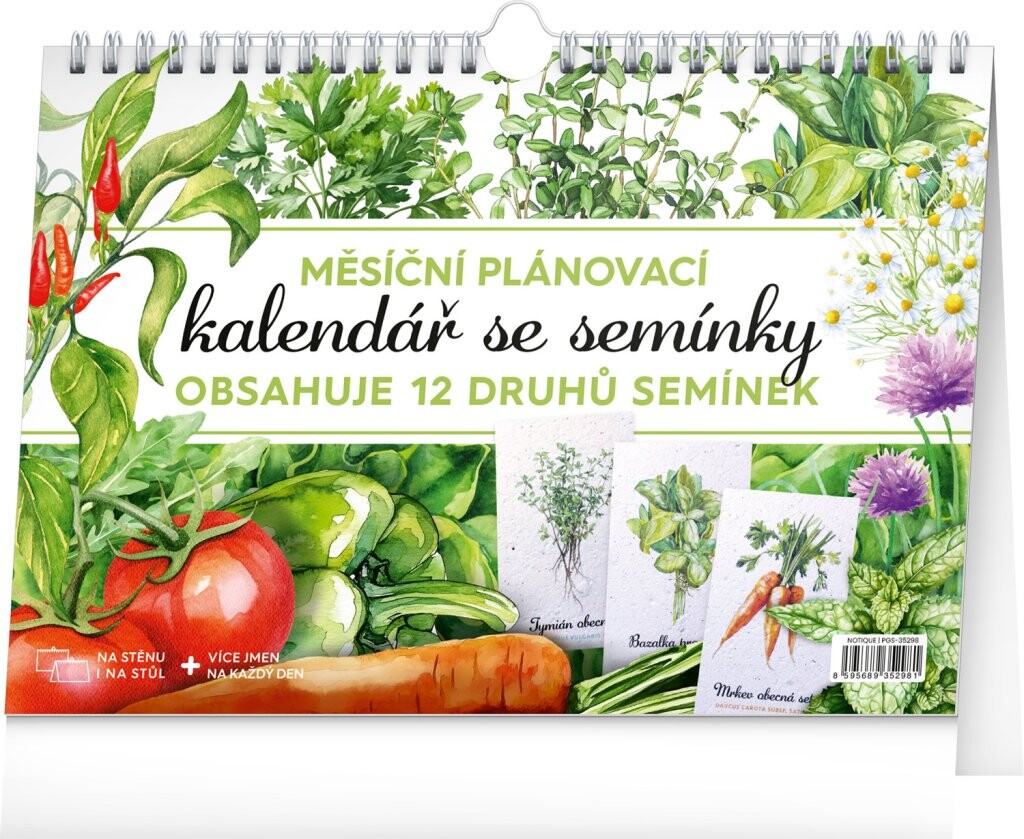 Kalendář 2026 Měsíční plánovací se semínky, 30 x 21 cm