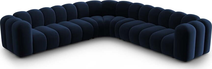 Modrá sametová modulární rohová pohovka Lupine – Micadoni