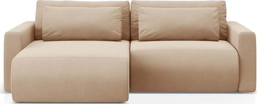 Světle hnědá sametová rozkládací rohová pohovka s úložným prostorem Belfast – Cosmopolitan Design