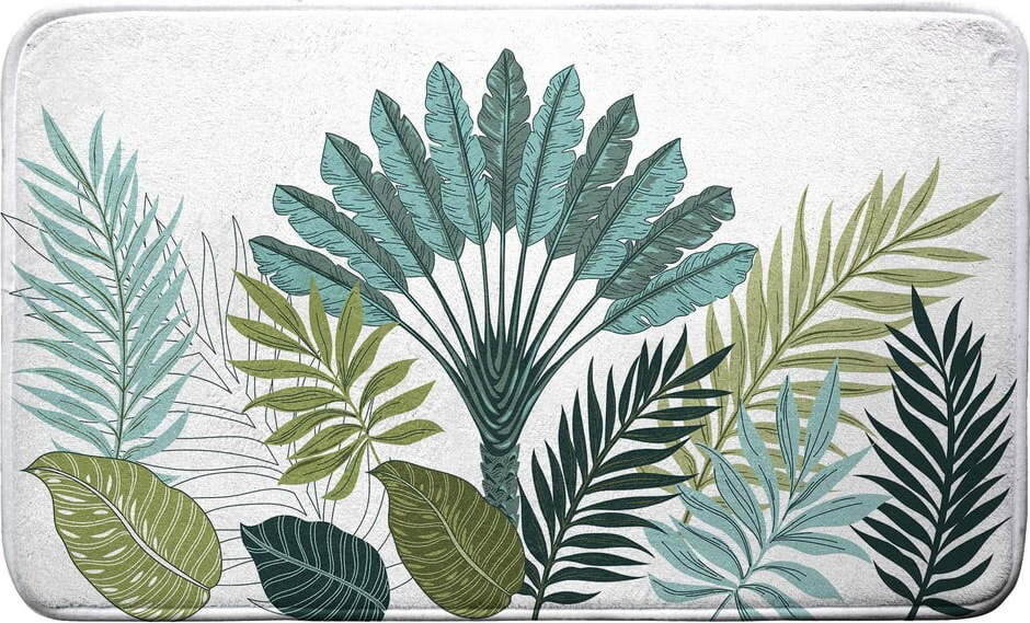 Bílá/zelená koupelnová předložka 45x75 cm Panazio – douceur d'intérieur