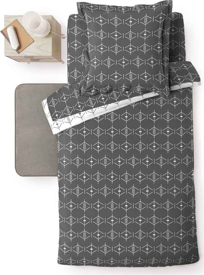 Tmavě šedé bavlněné povlečení na jednolůžko 140x200 cm Aristide – douceur d'intérieur