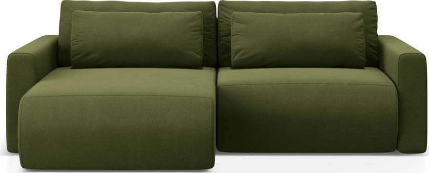 Zelená sametová rozkládací rohová pohovka s úložným prostorem Belfast – Cosmopolitan Design