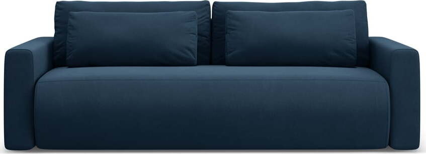 Tmavě modrá sametová rozkládací pohovka s úložným prostorem 238 cm Belfast – Cosmopolitan Design