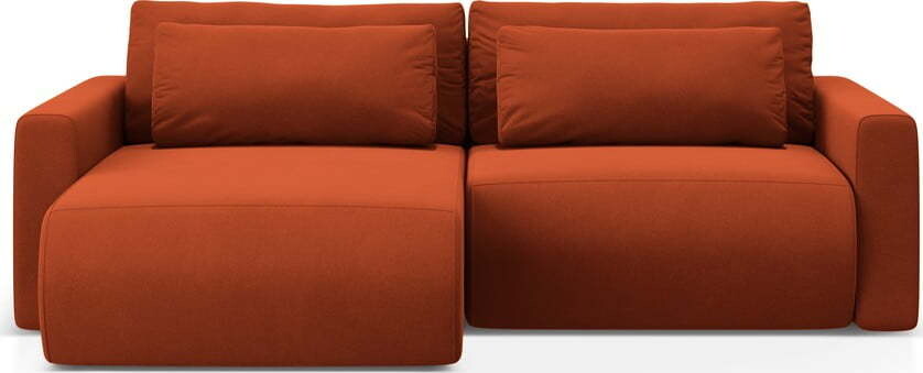 Sametová rozkládací rohová pohovka s úložným prostorem v cihlové barvě Belfast – Cosmopolitan Design