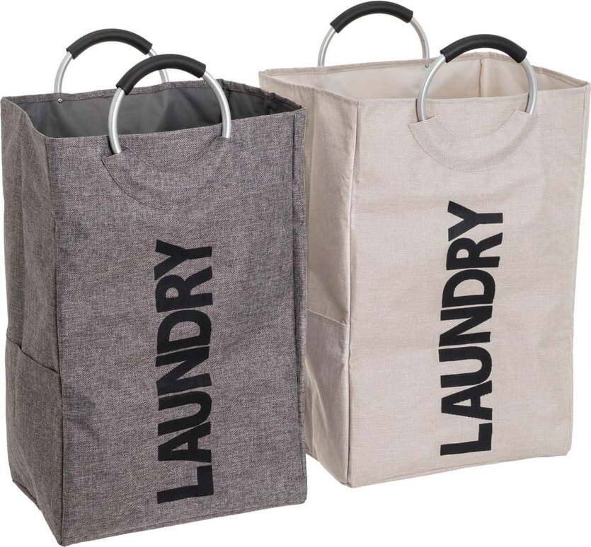 Šedo-béžové látkové koše na prádlo v sadě 2 ks – Casa Selección