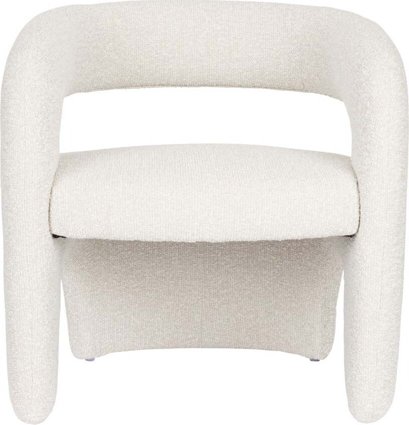 Bílé křeslo z textilie bouclé Nova – White Label