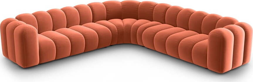 Růžová sametová modulární rohová pohovka Lupine – Micadoni