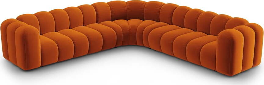 Sametová modulární rohová pohovka v cihlové barvě Lupine – Micadoni