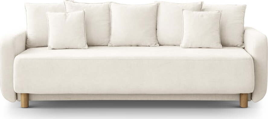 Krémová rozkládací pohovka s úložným prostorem 231 cm Elen – Micadoni