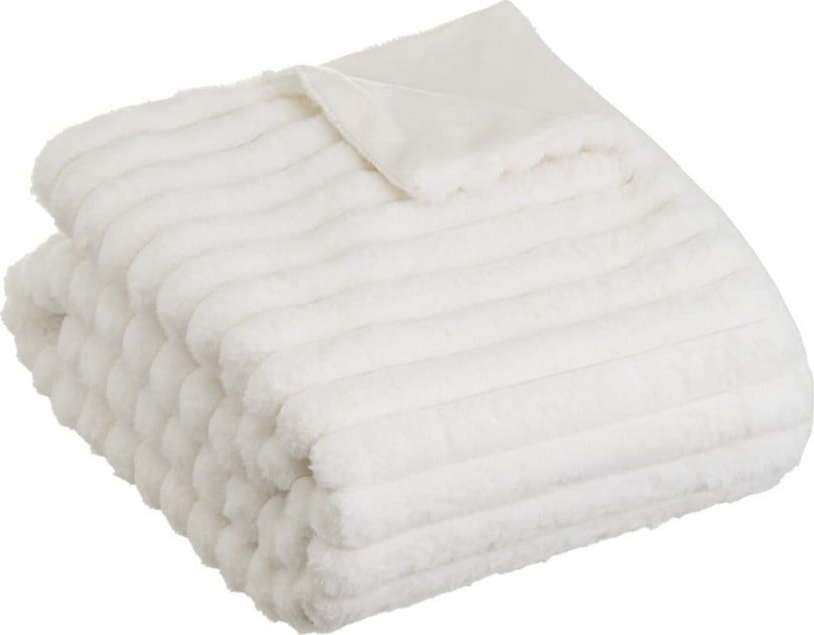 Bílá deka z mikroplyše 130x160 cm Fur Velvet – Casa Selección
