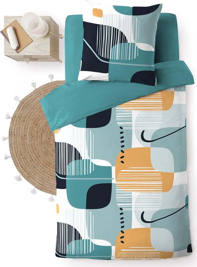 Zelenomodré bavlněné povlečení na jednolůžko 140x200 cm Sprint – douceur d'intérieur