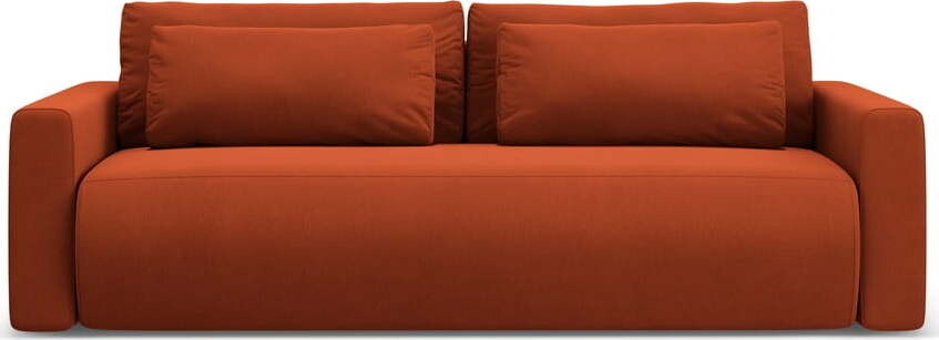 Sametová rozkládací pohovka s úložným prostorem v cihlové barvě 238 cm Belfast – Cosmopolitan Design