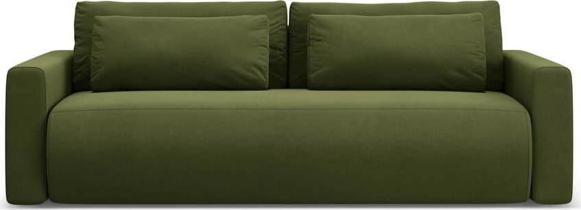 Zelená sametová rozkládací pohovka s úložným prostorem 238 cm Belfast – Cosmopolitan Design