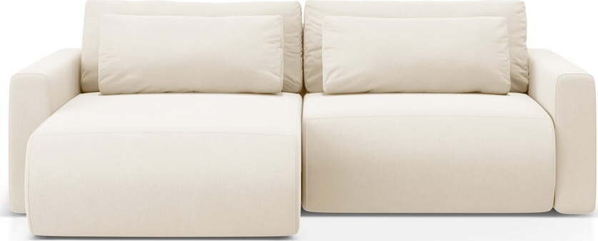 Béžová sametová rozkládací rohová pohovka s úložným prostorem Belfast – Cosmopolitan Design