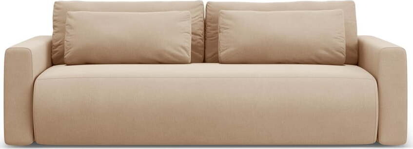 Světle hnědá sametová rozkládací pohovka s úložným prostorem 238 cm Belfast – Cosmopolitan Design