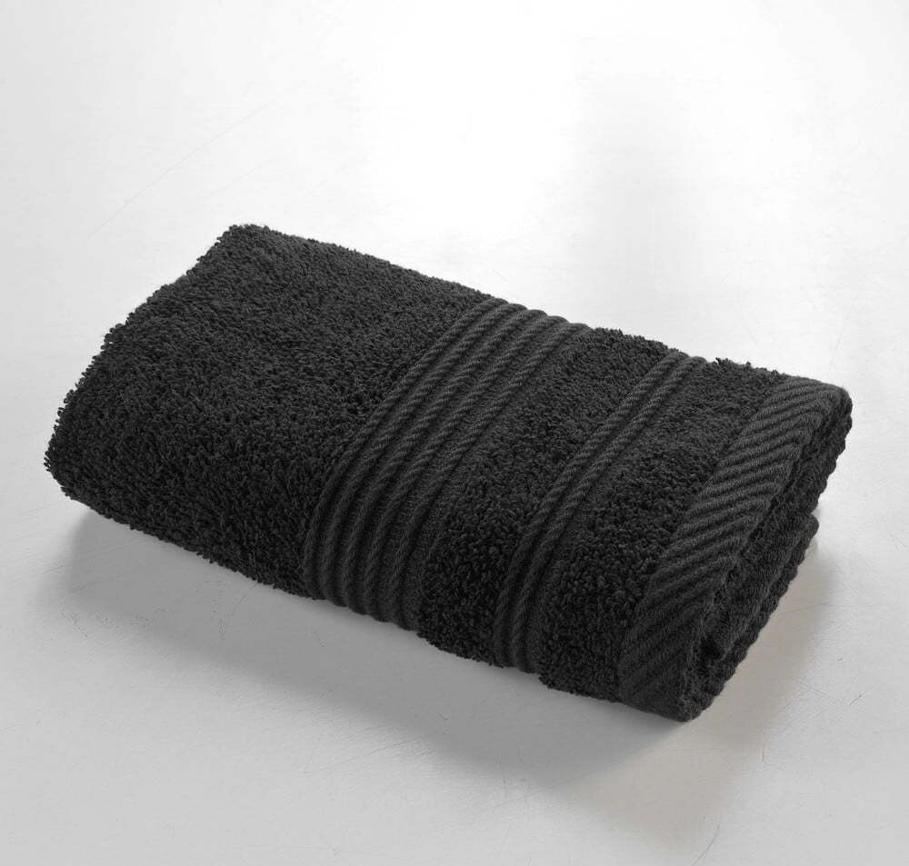 Černý froté bavlněný ručník 30x50 cm Tendresse – douceur d'intérieur