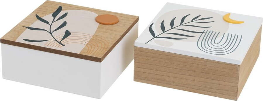 Dekorativní úložné boxy s víkem v sadě 2 ks ø 20x8,5 cm – Casa Selección