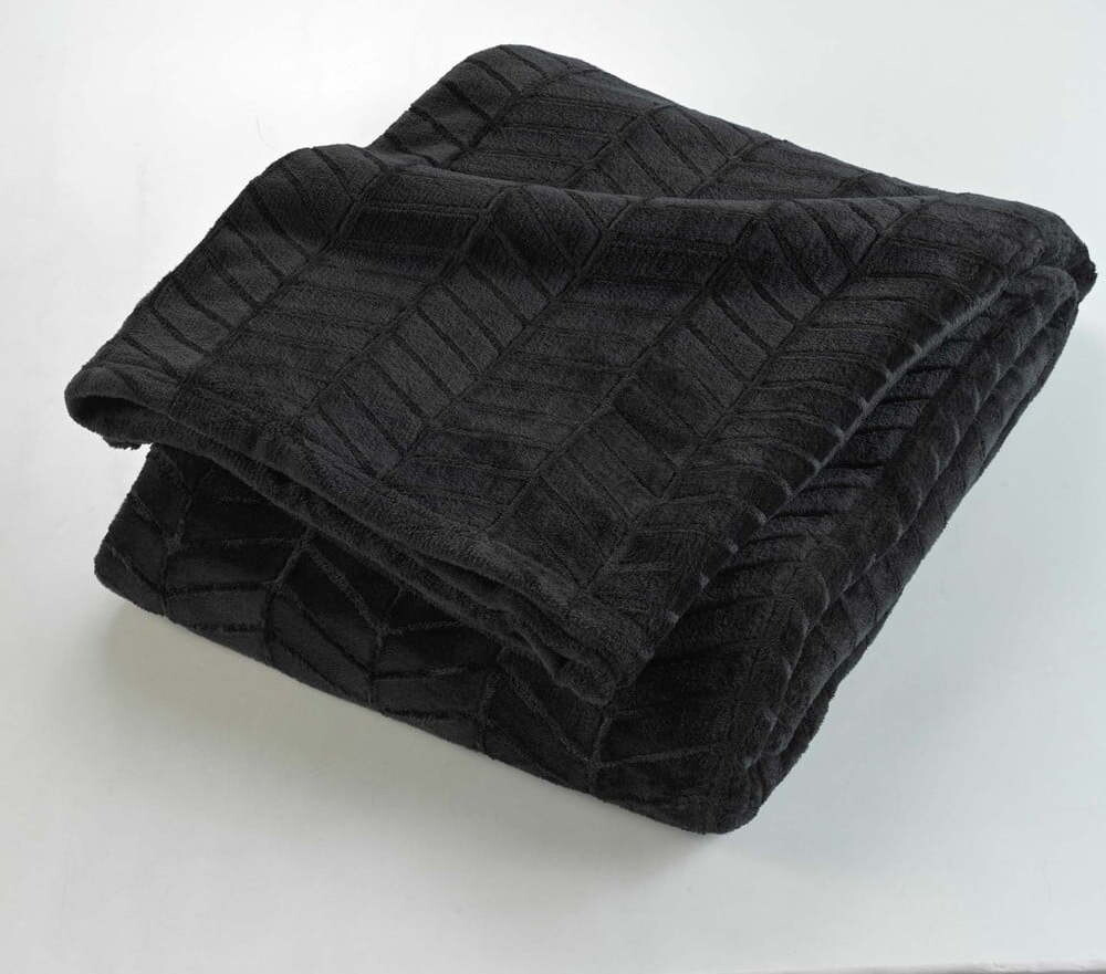 Černý přehoz z mikroflanelu 180x220 cm Arya – douceur d'intérieur