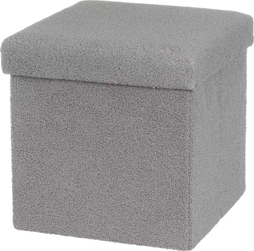 Šedý taburet z textilie bouclé Folding – Casa Selección