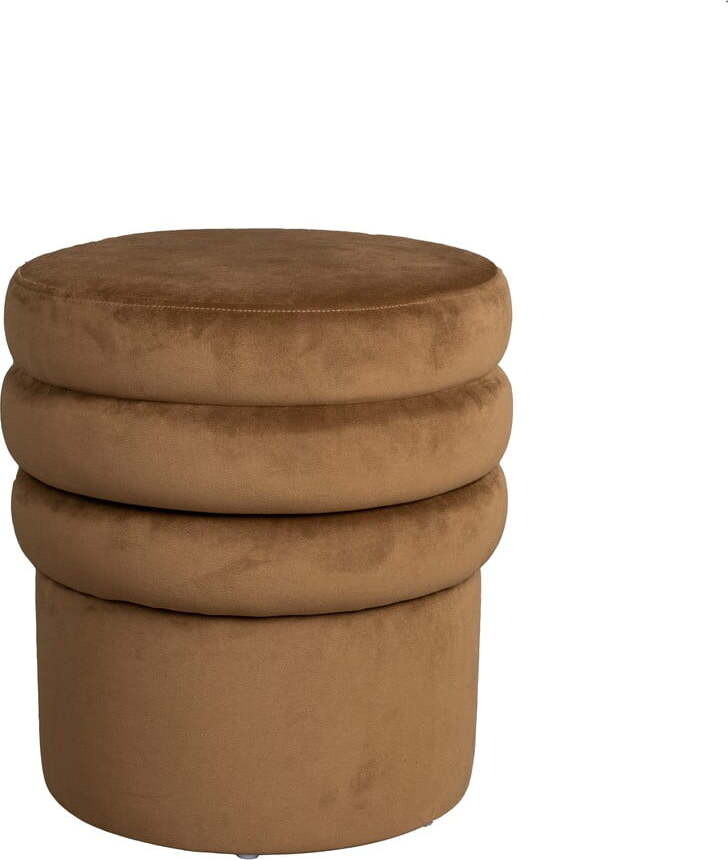 Hnědý sametový taburet Aditi – Dutchbone
