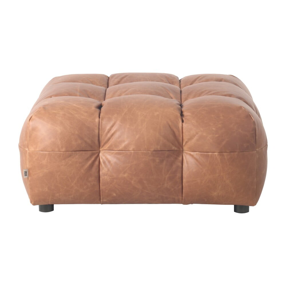 Koňakově hnědá kožená podnožka Hackman – Dutchbone