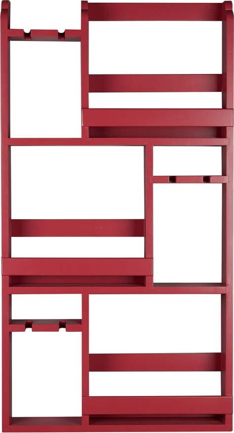 Červený nástěnný regál na víno z kaučukového dřeva počet lahví 12 80x120x10 cm Myron – Dutchbone