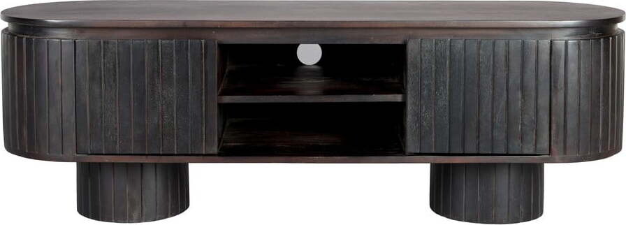 Tmavě hnědý TV stolek z mangového dřeva 140x45x40 cm Kenji – Dutchbone